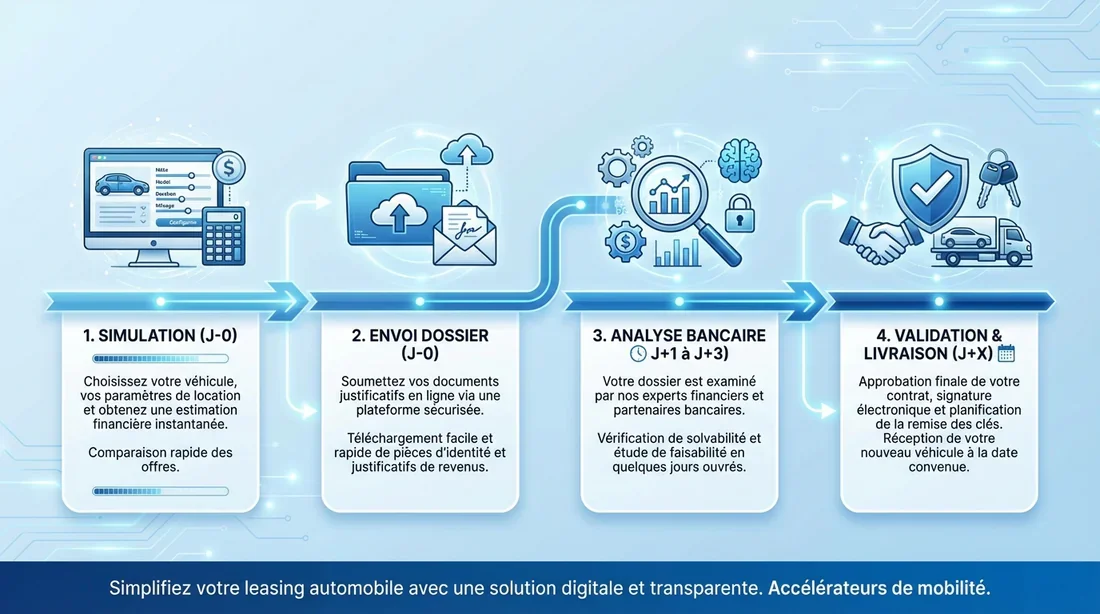 Infographie chronologique des étapes de validation d'un dossier LOA du dépôt à la livraison.