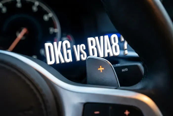 DKG7 vs BVA8 : Le duel complet - BMW DKG vs BVA8 : Le Guide 2026 - DKG7 ou BVA8 ? Comment bien choisir sa BMW Miniature comparative DKG contre BVA8 avec palettes au volant BMW.