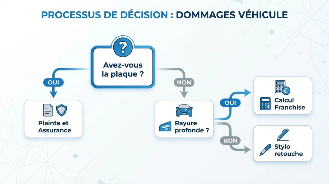 Infographie arbre de décision assurance Tesla rayure