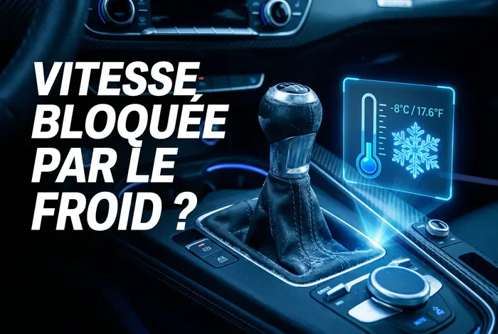 Boîte de vitesse gelée : 5 solutions pour débloquer - Boîte de vitesse gelée : 5 astuces pour agir sans casse - Boîte de vitesse gelée ? Voici comment débloquer le levier Miniature montrant un levier de vitesse et un indicateur de température négative.