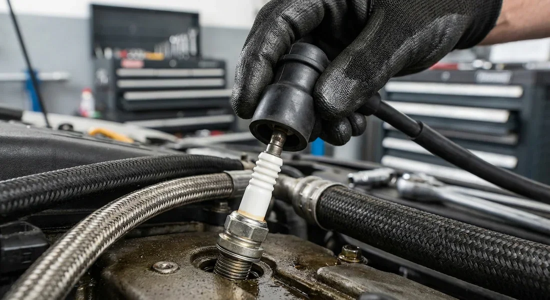 Étape de remontage du système d'allumage Branchement des câbles d'allumage sur le moteur.