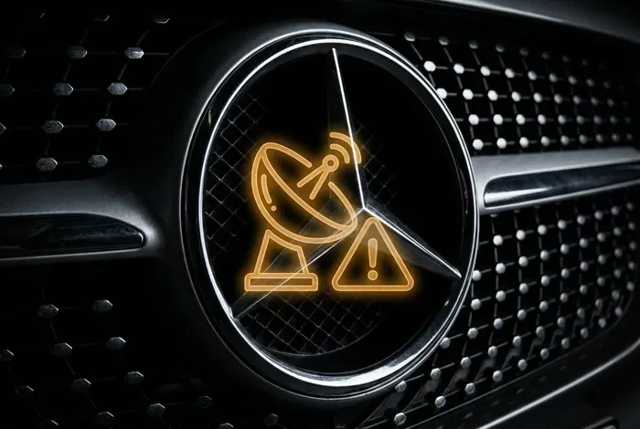 Gros plan icône alerte radar Mercedes