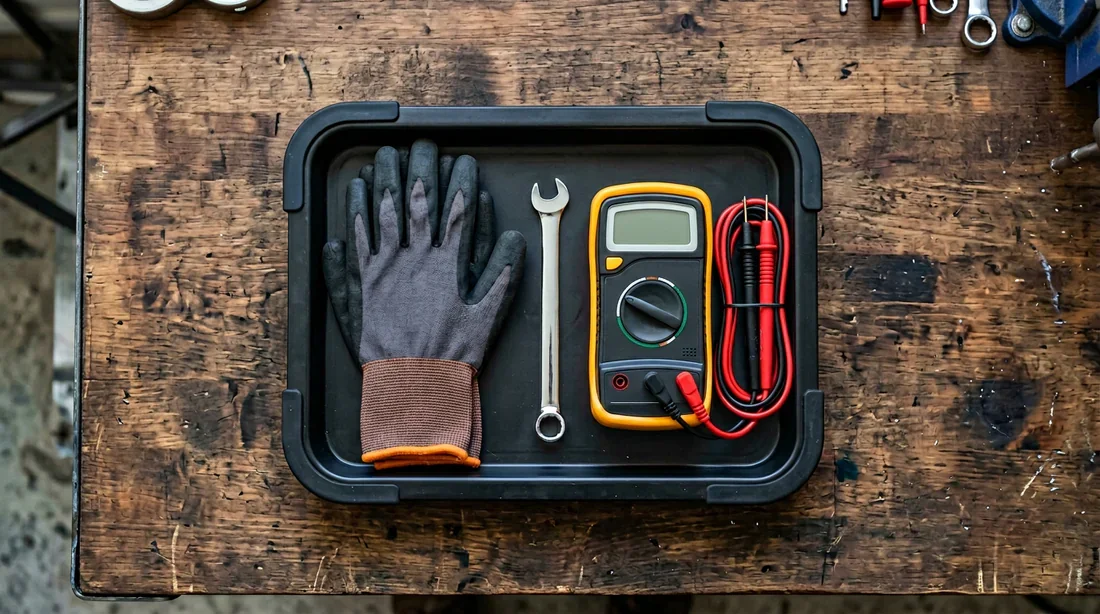 Remplacement de la batterie sur une Fiat 500X dans un garage propre