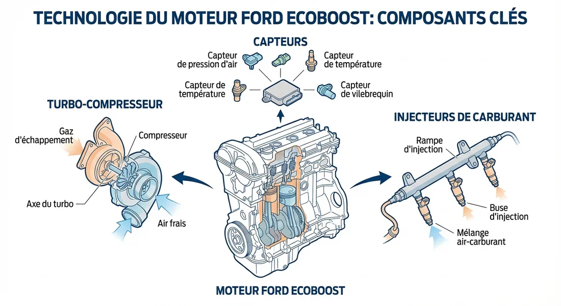 Composants moteur Ford C-Max Schéma des composants moteur Ford sujets aux pannes