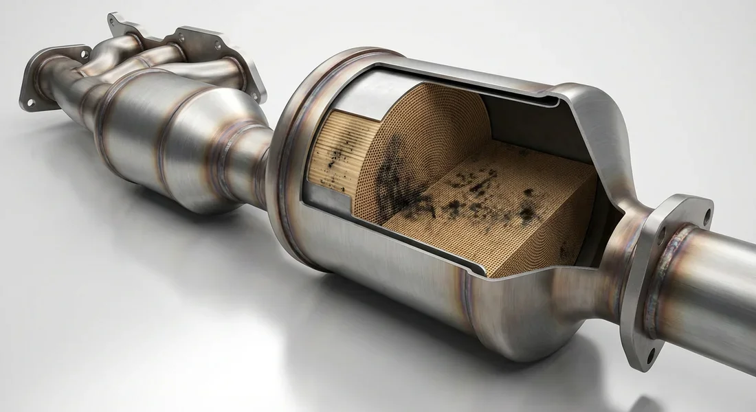 Schéma technique du fonctionnement d'un filtre à particules automobile